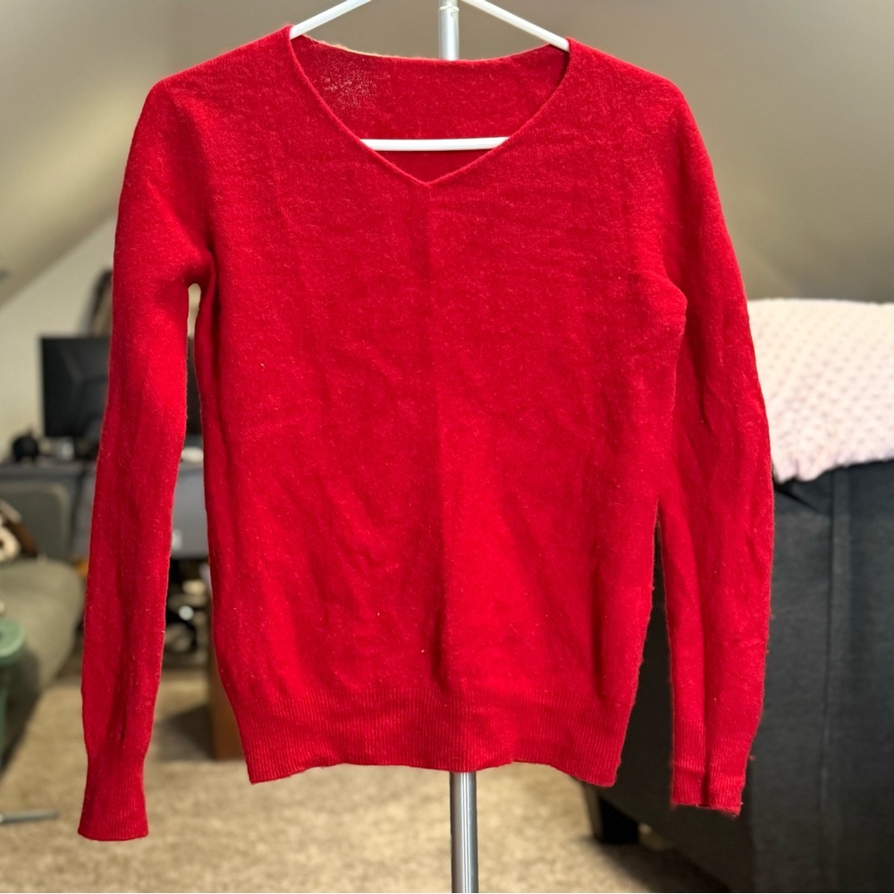 Bright Red 100% Merino Wool Sweater | Superfine Knit